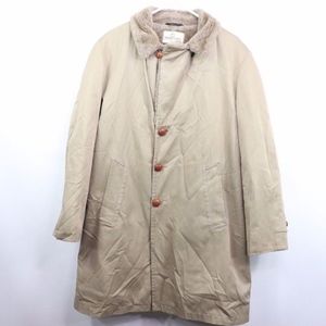 Vtg 70s Mens 44 Faux Shearling Lined Trench Coat